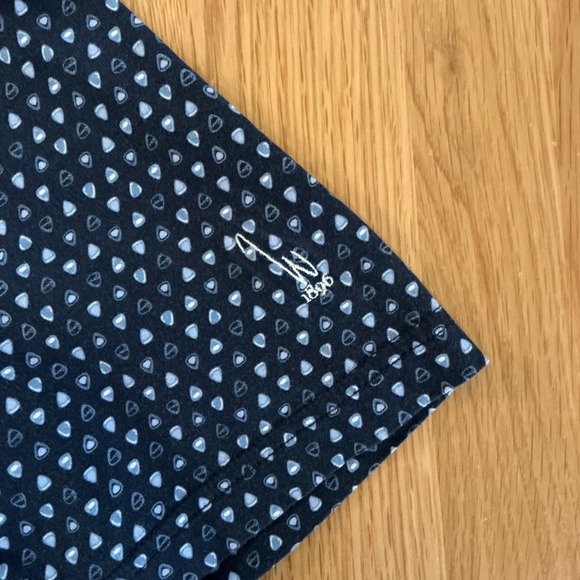 Peter Millar Men's Medium Navy Geometric Cotton Golf Polo • Short Sleeve - Picture 4 of 7